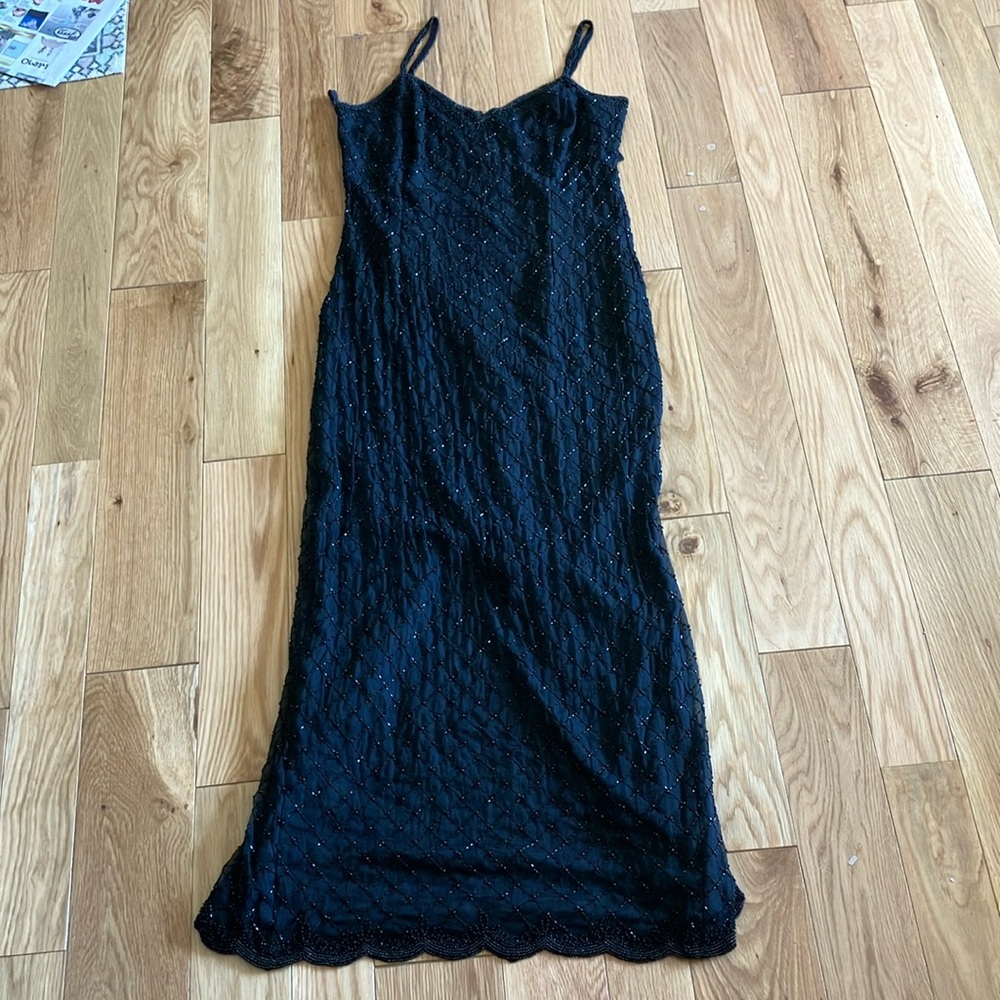 Vintage Sténay Elegant Black Beaded Dress sz 8